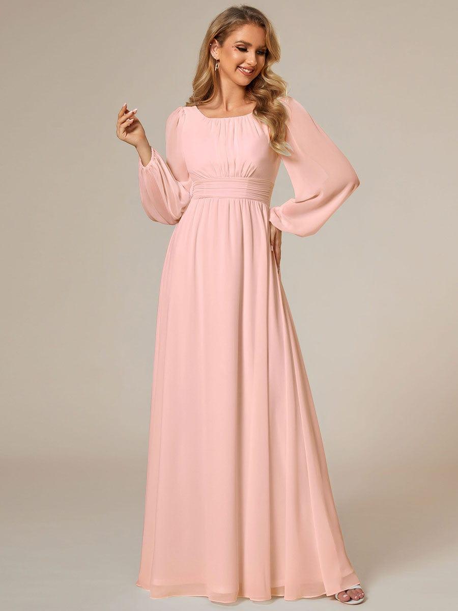 ever CELESTE|Long Sleeve Chiffon A-Line Empire Waist Formal Dress