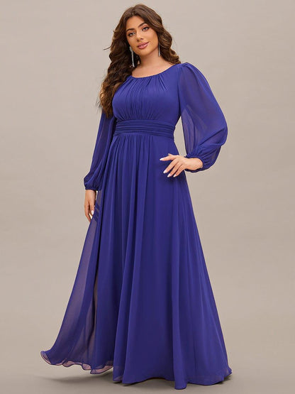 ever CELESTE|Long Sleeve Chiffon A-Line Empire Waist Formal Dress