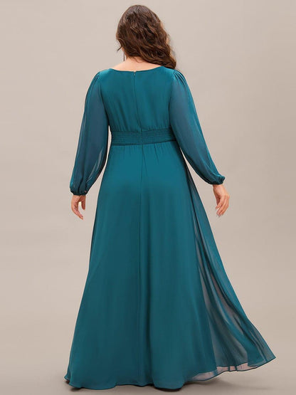 ever CELESTE|Long Sleeve Chiffon A-Line Empire Waist Formal Dress