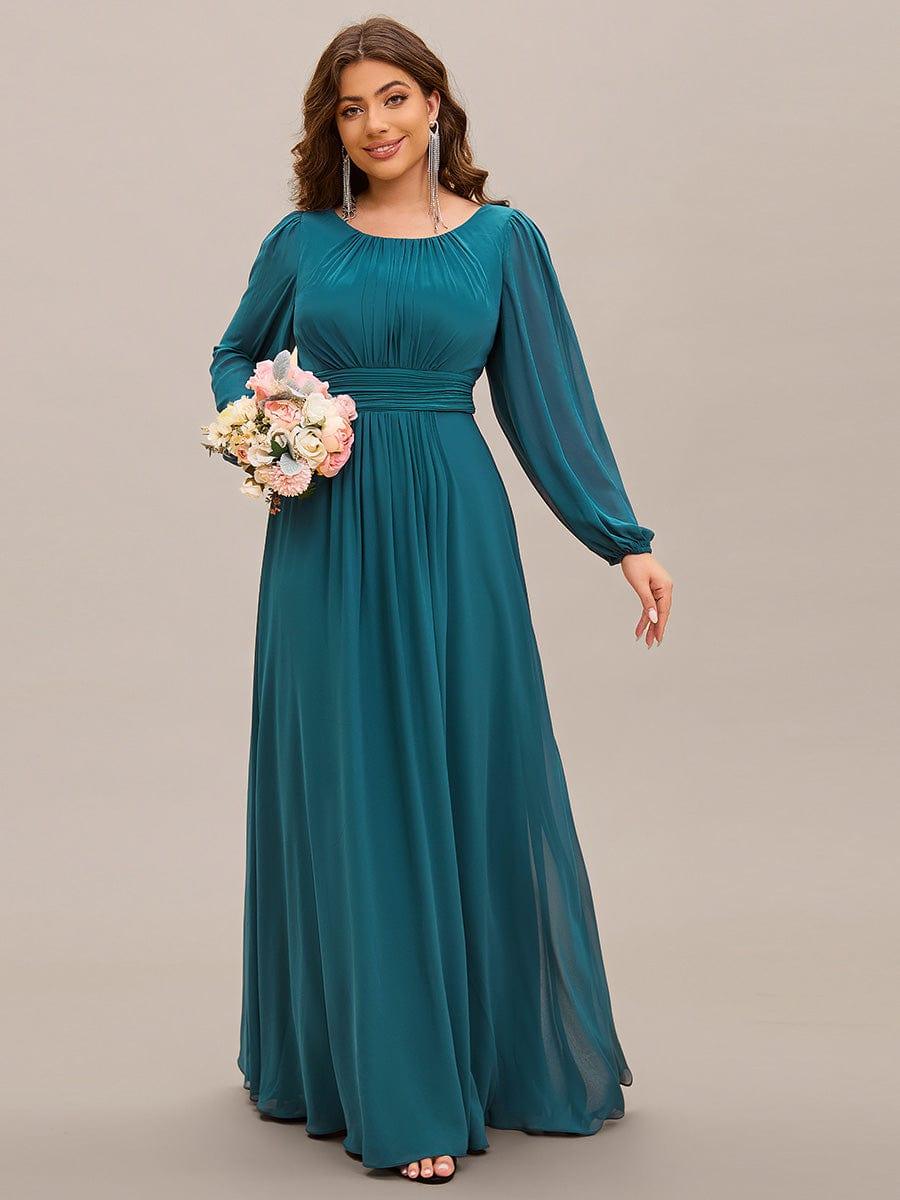 ever CELESTE|Long Sleeve Chiffon A-Line Empire Waist Formal Dress