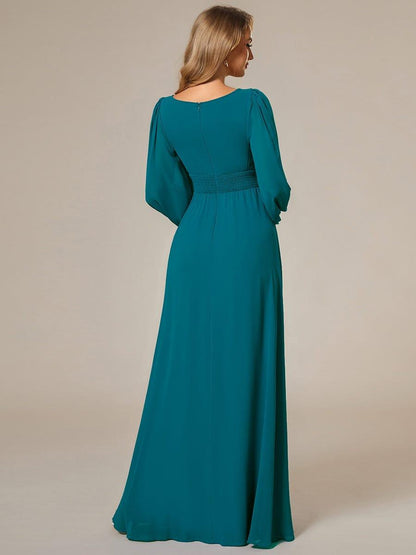 ever CELESTE|Long Sleeve Chiffon A-Line Empire Waist Formal Dress