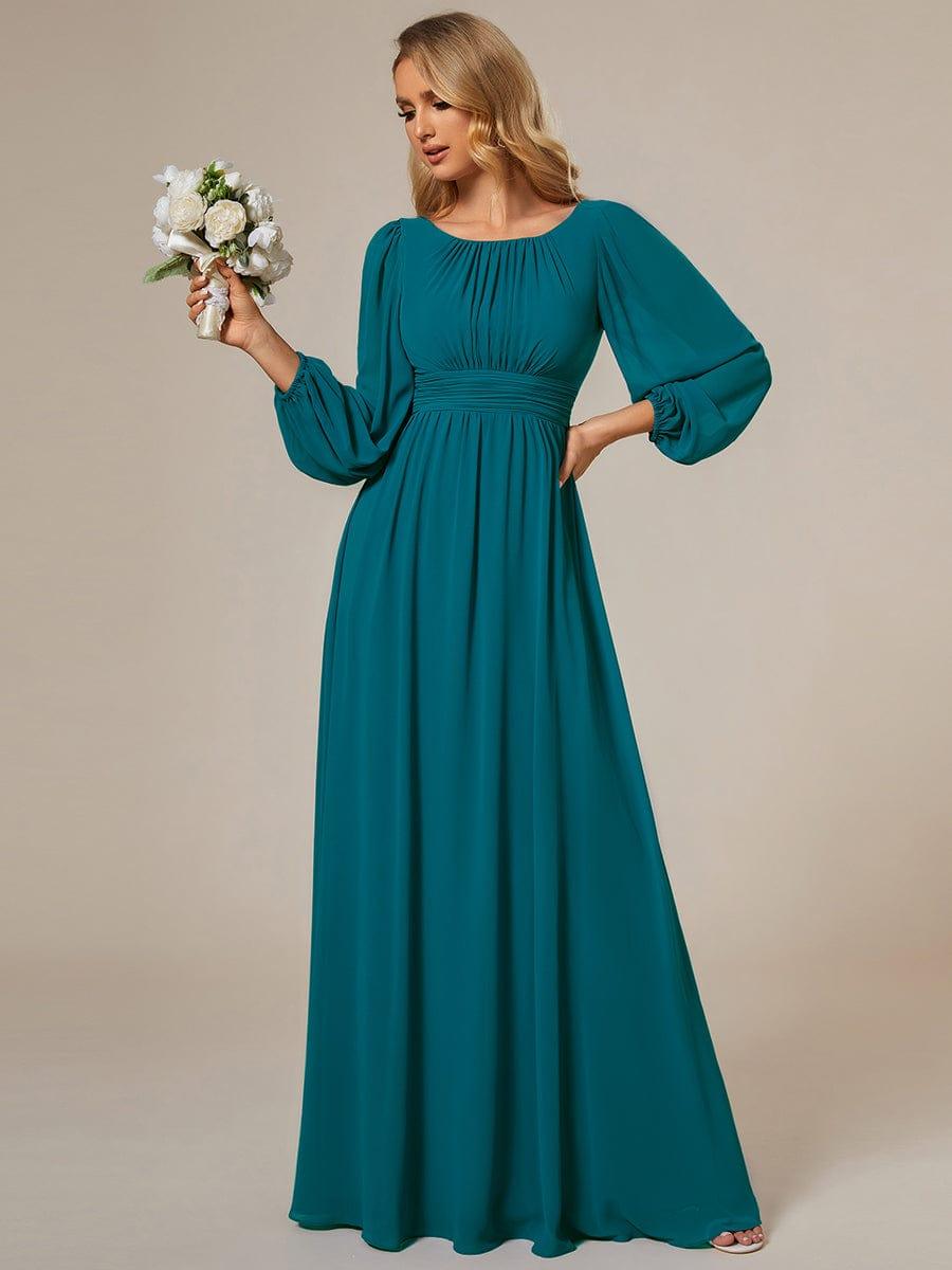 ever CELESTE|Long Sleeve Chiffon A-Line Empire Waist Formal Dress
