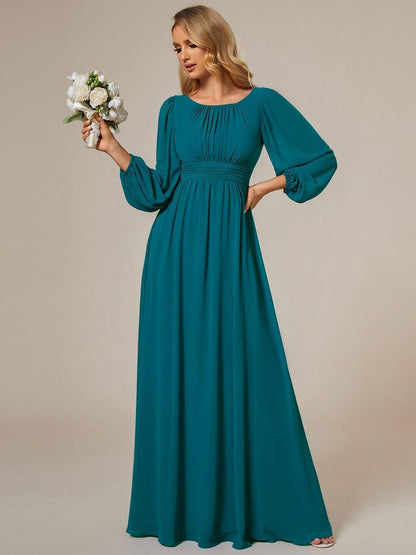 ever CELESTE|Long Sleeve Chiffon A-Line Empire Waist Formal Dress