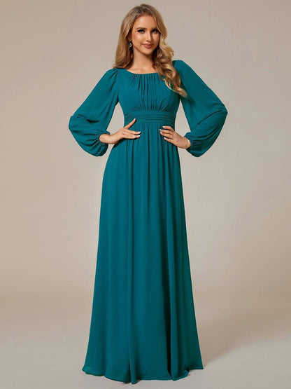 ever CELESTE|Long Sleeve Chiffon A-Line Empire Waist Formal Dress
