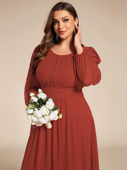ever CELESTE|Long Sleeve Chiffon A-Line Empire Waist Formal Dress
