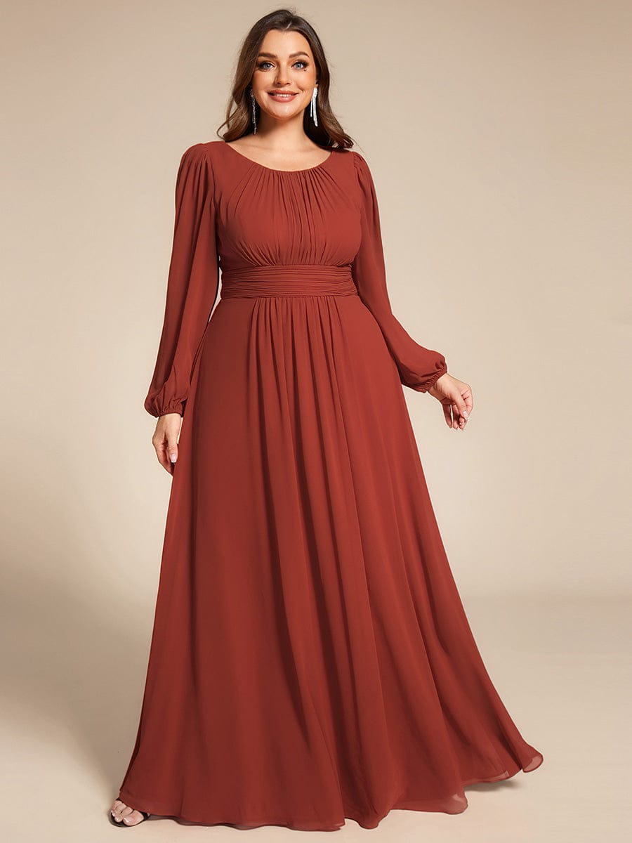 ever CELESTE|Long Sleeve Chiffon A-Line Empire Waist Formal Dress