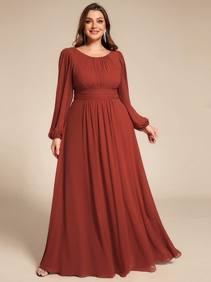 ever CELESTE|Long Sleeve Chiffon A-Line Empire Waist Formal Dress