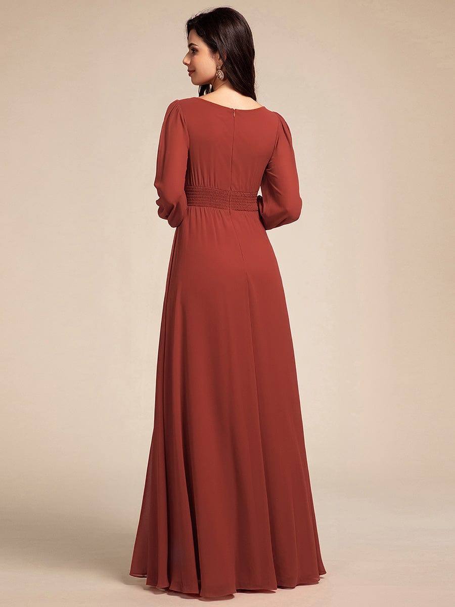 ever CELESTE|Long Sleeve Chiffon A-Line Empire Waist Formal Dress