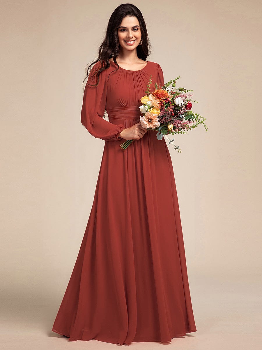 ever CELESTE|Chiffon Long Sleeve A-Line Round Neckline Formal Dress