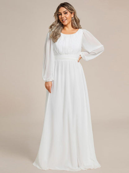 pretty CELESTE|Plus Size See-Through Puff Sleeve Chiffon Mother Dress
