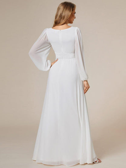 ever CELESTE|Long Sleeve Chiffon A-Line Empire Waist Formal Dress