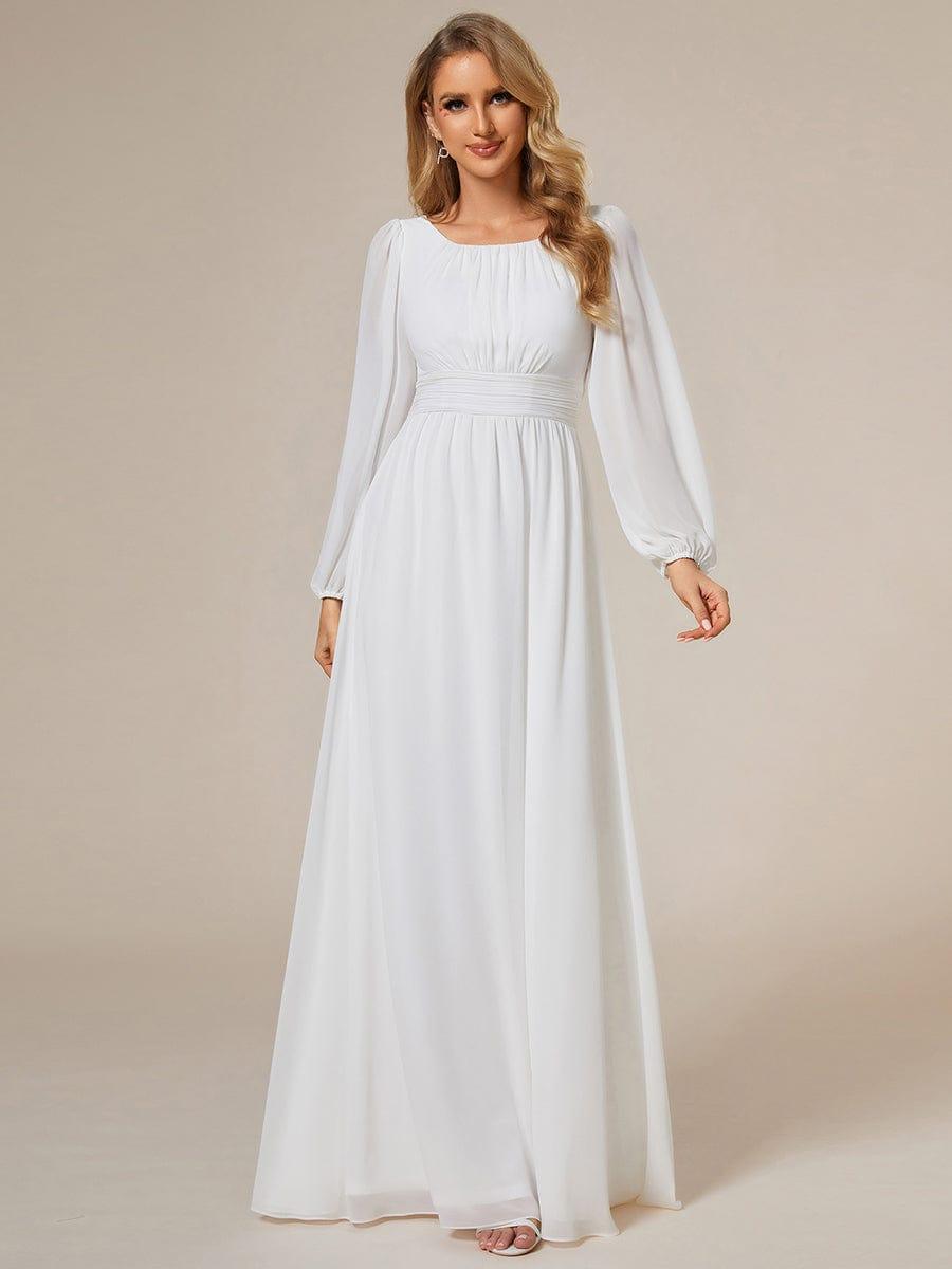ever CELESTE|Long Sleeve Chiffon A-Line Empire Waist Formal Dress