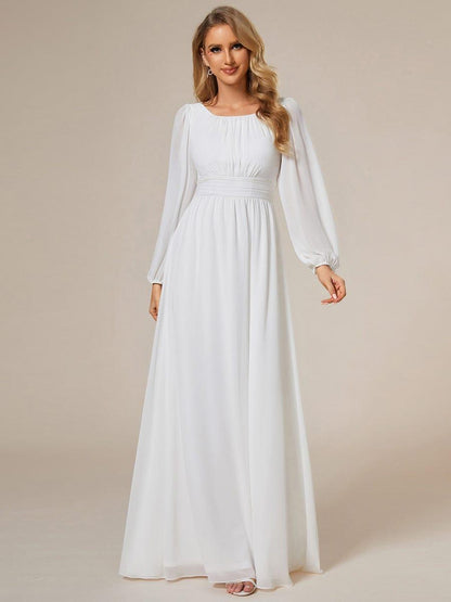 ever CELESTE|Long Sleeve Chiffon A-Line Empire Waist Formal Dress