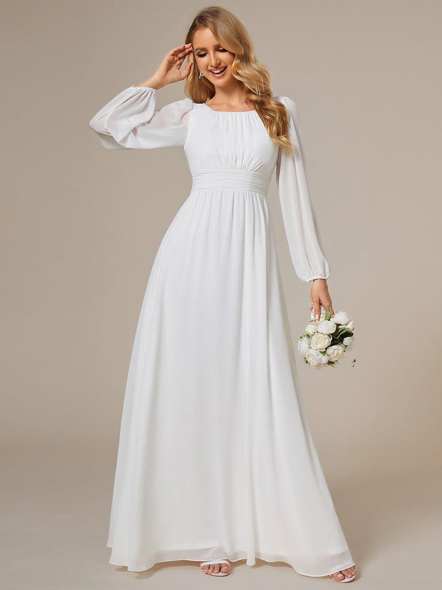 ever CELESTE|Long Sleeve Chiffon A-Line Empire Waist Formal Dress
