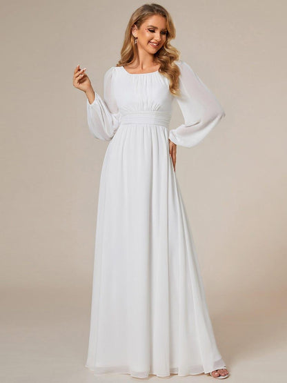 ever CELESTE|Long Sleeve Chiffon A-Line Empire Waist Formal Dress
