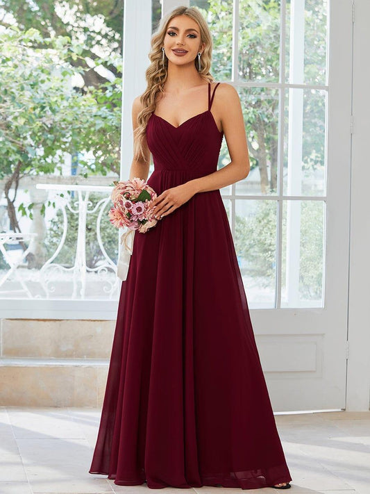 ever RUBY|Convertible Chiffon Lace Open Back Spaghetti Straps Bridesmaid Dress