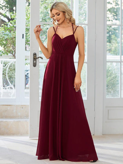 ever RUBY|Convertible Chiffon Lace Open Back Spaghetti Straps Bridesmaid Dress