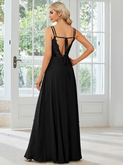 ever RUBY|Convertible Chiffon Lace Open Back Spaghetti Straps Bridesmaid Dress