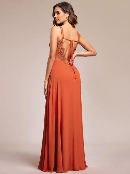 ever RUBY|Convertible Chiffon Lace Open Back Spaghetti Straps Bridesmaid Dress
