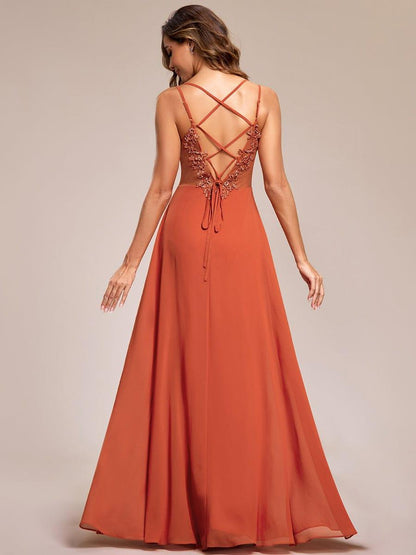 ever RUBY|Convertible Chiffon Lace Open Back Spaghetti Straps Bridesmaid Dress