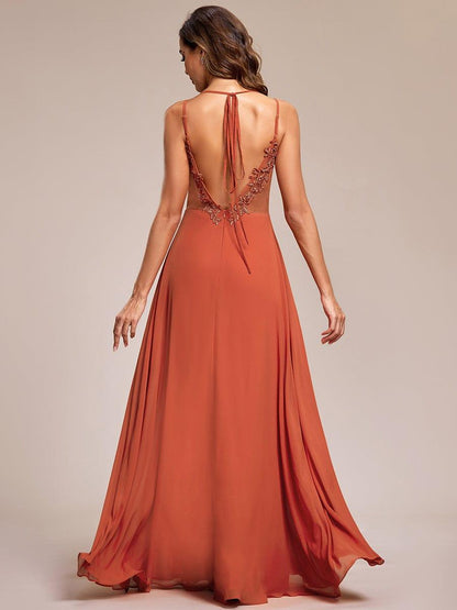 ever RUBY|Convertible Chiffon Lace Open Back Spaghetti Straps Bridesmaid Dress