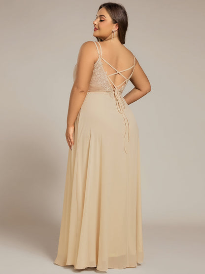 ever RUBY|Convertible Chiffon Lace Open Back Spaghetti Straps Bridesmaid Dress