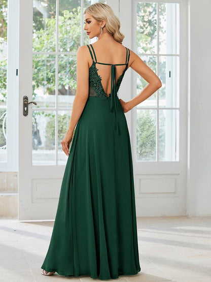 ever RUBY|Convertible Chiffon Lace Open Back Spaghetti Straps Bridesmaid Dress