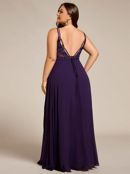 ever RUBY|Convertible Chiffon Lace Open Back Spaghetti Straps Bridesmaid Dress