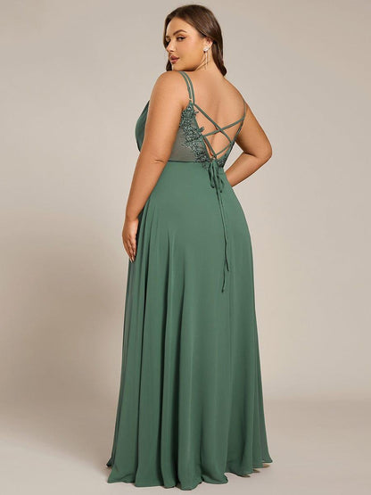 ever RUBY|Convertible Chiffon Lace Open Back Spaghetti Straps Bridesmaid Dress