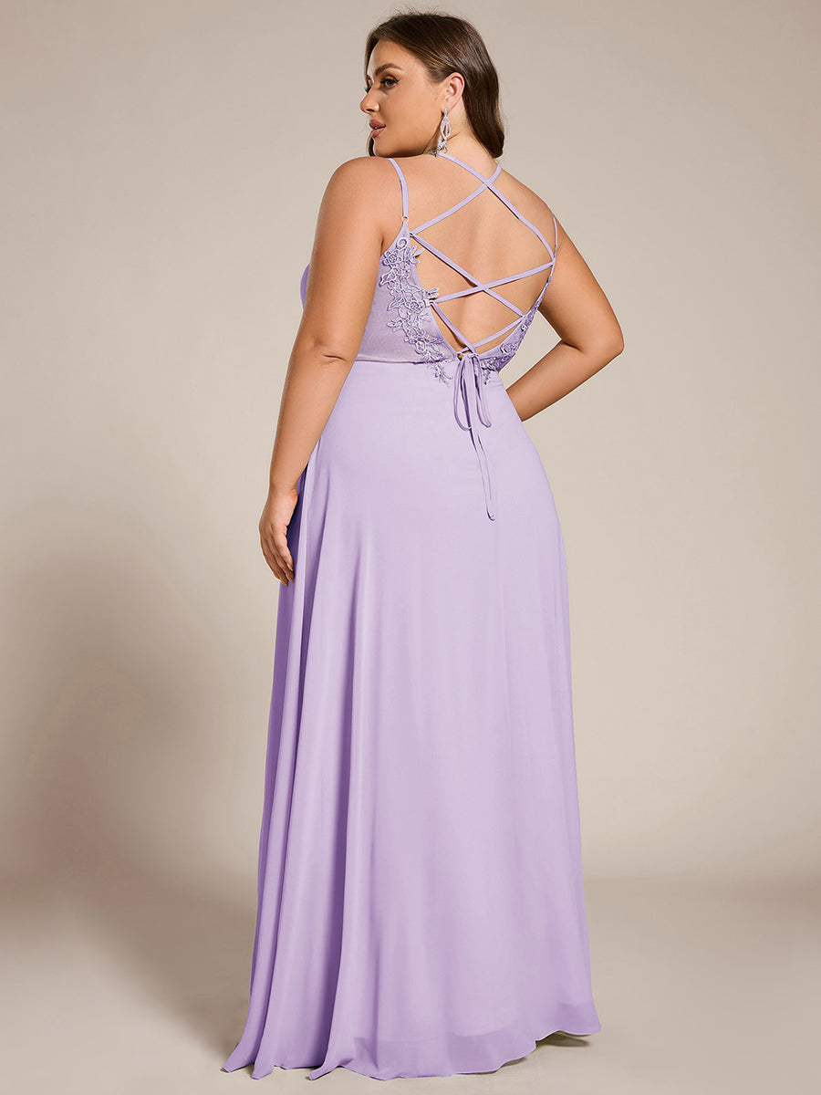 ever RUBY|Convertible Chiffon Lace Open Back Spaghetti Straps Bridesmaid Dress