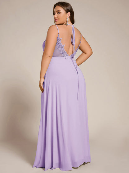 pretty RUBY|Plus Size Convertible Lace-Up Chiffon Bridesmaid Dress