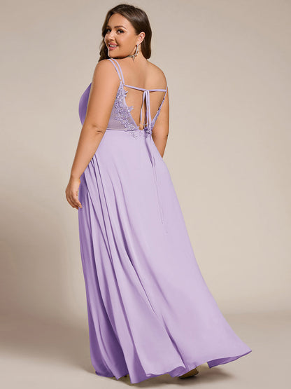 ever RUBY|Convertible Chiffon Lace Open Back Spaghetti Straps Bridesmaid Dress