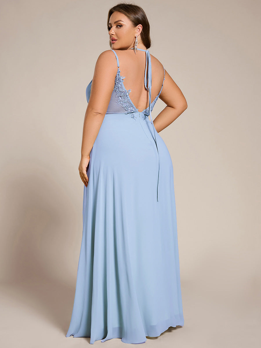 ever RUBY|Convertible Chiffon Lace Open Back Spaghetti Straps Bridesmaid Dress