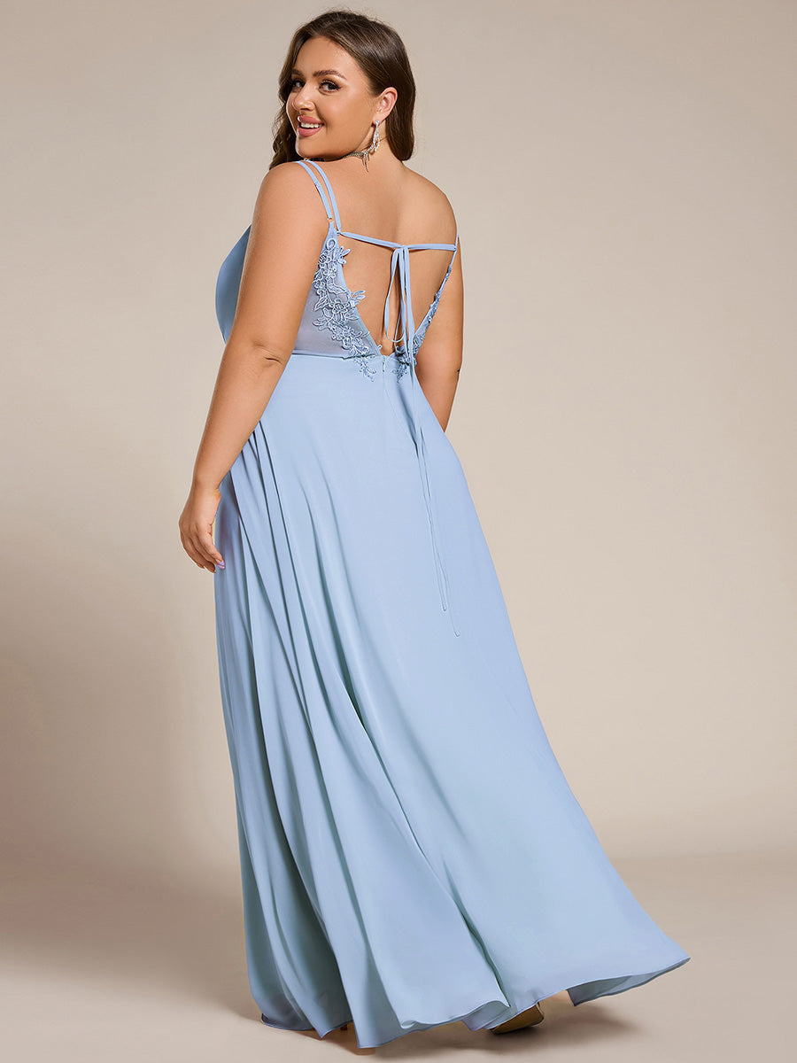 pretty RUBY|Plus Size Convertible Lace-Up Chiffon Bridesmaid Dress