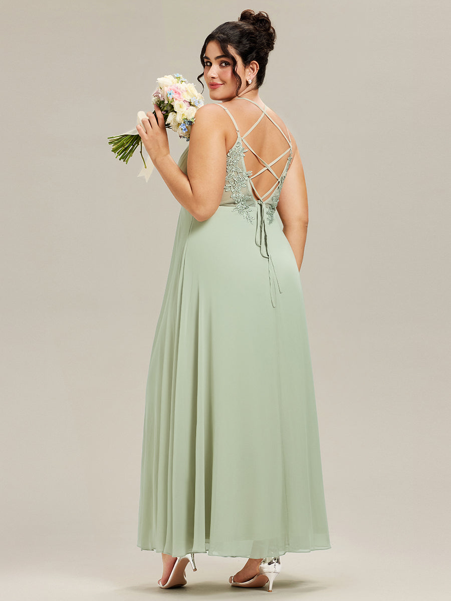 ever RUBY|Convertible Chiffon Lace Open Back Spaghetti Straps Bridesmaid Dress