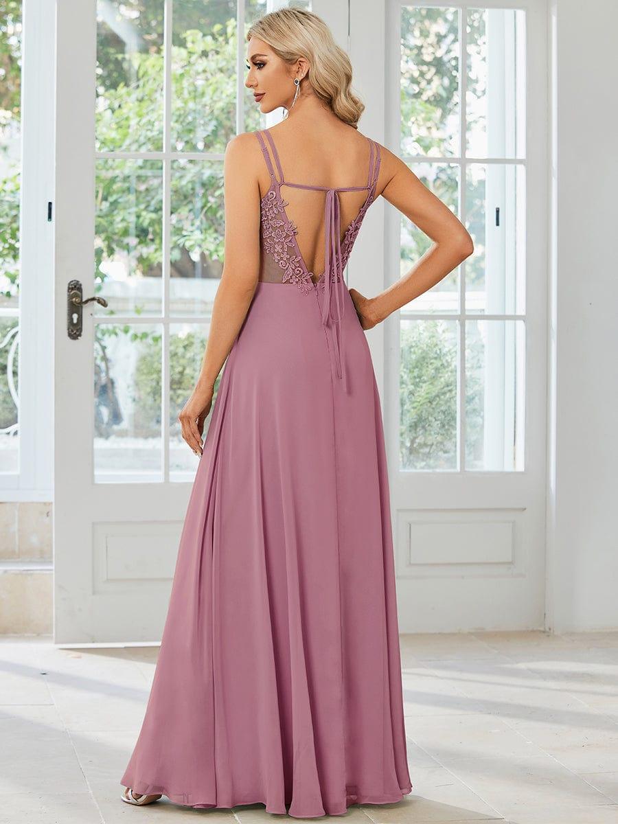 ever RUBY|Convertible Chiffon Lace Open Back Spaghetti Straps Bridesmaid Dress