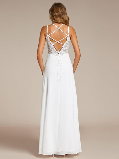 ever RUBY|Convertible Chiffon Lace Open Back Spaghetti Straps Bridesmaid Dress