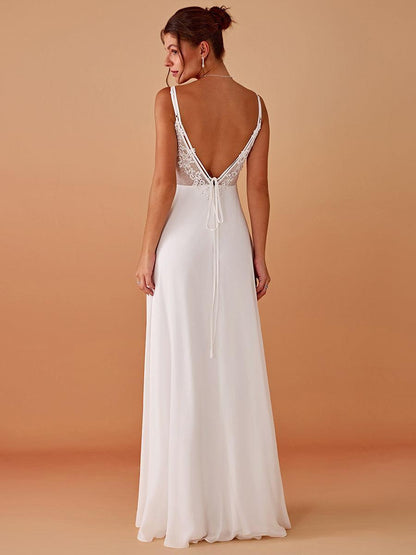 ever RUBY|Convertible Chiffon Lace Open Back Spaghetti Straps Bridesmaid Dress