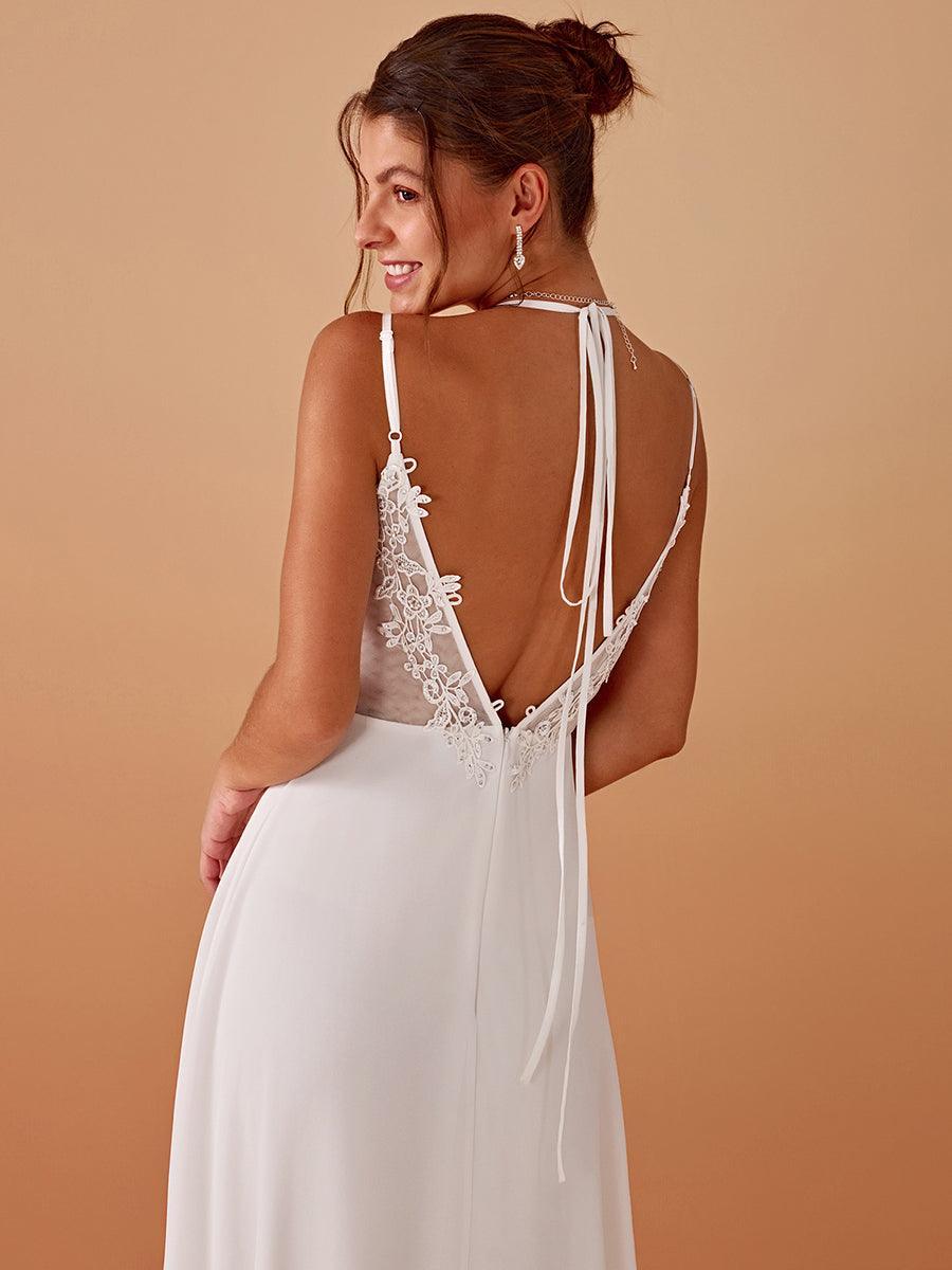 ever RUBY|Convertible Chiffon Lace Open Back Spaghetti Straps Bridesmaid Dress