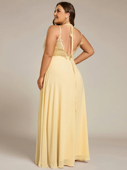 pretty RUBY|Plus Size Convertible Lace-Up Chiffon Bridesmaid Dress