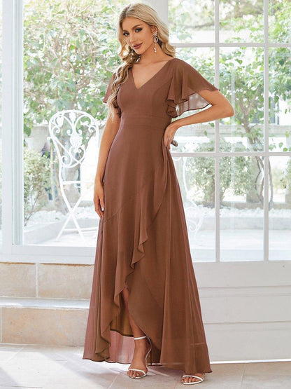 ever OREE|Charming Chiffon Bridesmaid Dress with Lotus Leaf Hemline