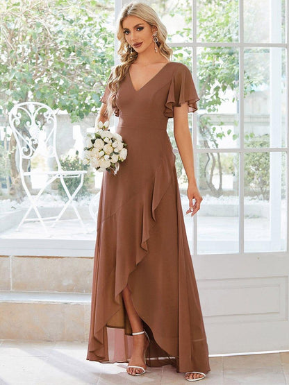 ever OREE|Charming Chiffon Bridesmaid Dress with Lotus Leaf Hemline