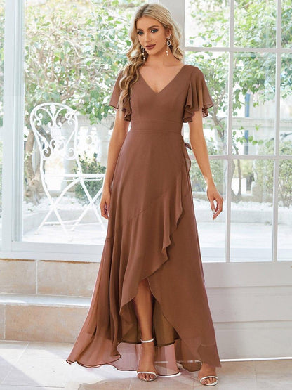 ever OREE|Charming Chiffon Bridesmaid Dress with Lotus Leaf Hemline