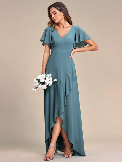 ever OREE|Charming Chiffon Bridesmaid Dress with Lotus Leaf Hemline