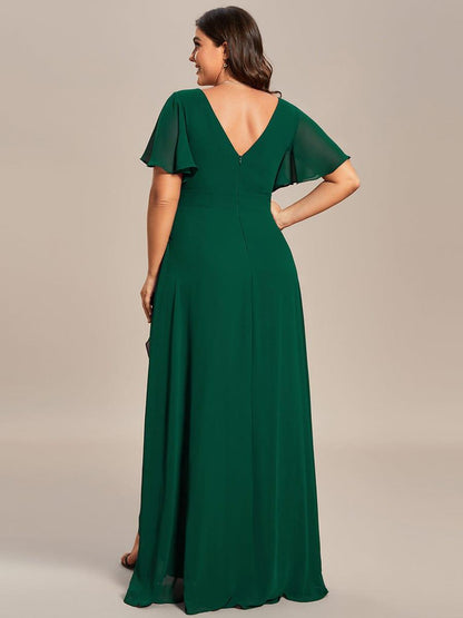 pretty OREE|Plus Size Elegant Lotus Sleeves Chiffon Bridesmaid Dress