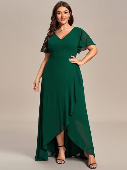 pretty OREE|Plus Size Elegant Lotus Sleeves Chiffon Bridesmaid Dress