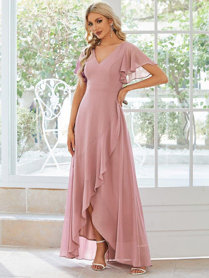 ever OREE|Charming Chiffon Bridesmaid Dress with Lotus Leaf Hemline