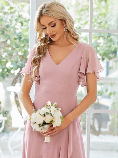 ever OREE|Charming Chiffon Bridesmaid Dress with Lotus Leaf Hemline