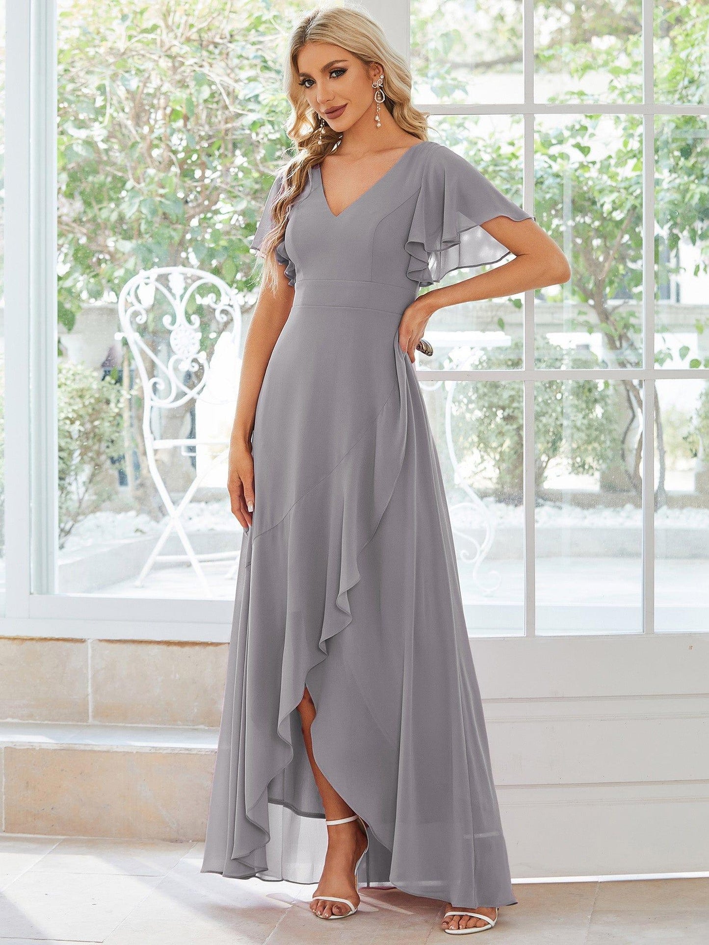 ever OREE|Charming Chiffon Bridesmaid Dress with Lotus Leaf Hemline