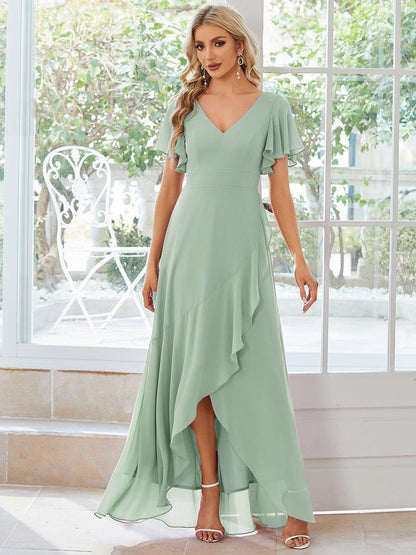 ever OREE|Charming Chiffon Bridesmaid Dress with Lotus Leaf Hemline
